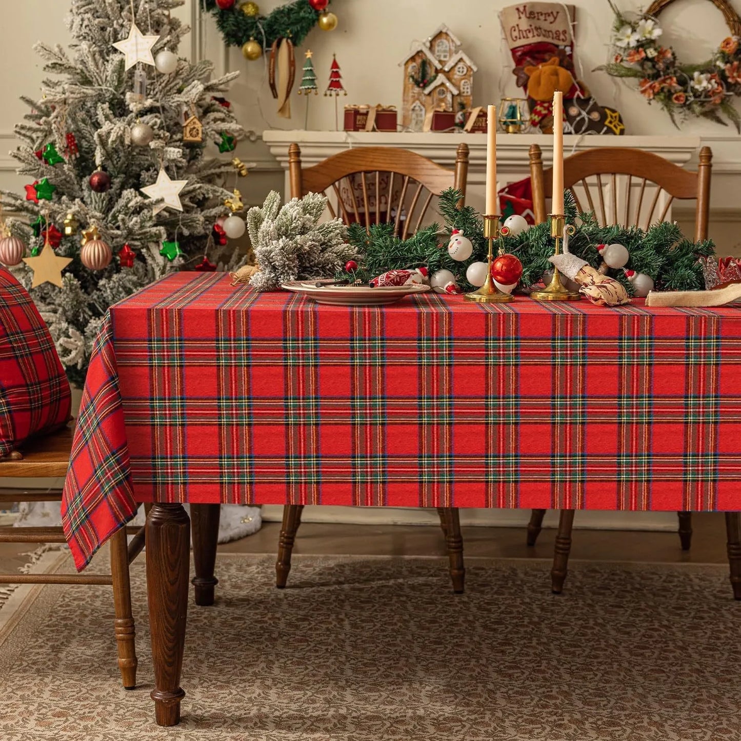 Christmas Checkered tablecloth (Rectangular)