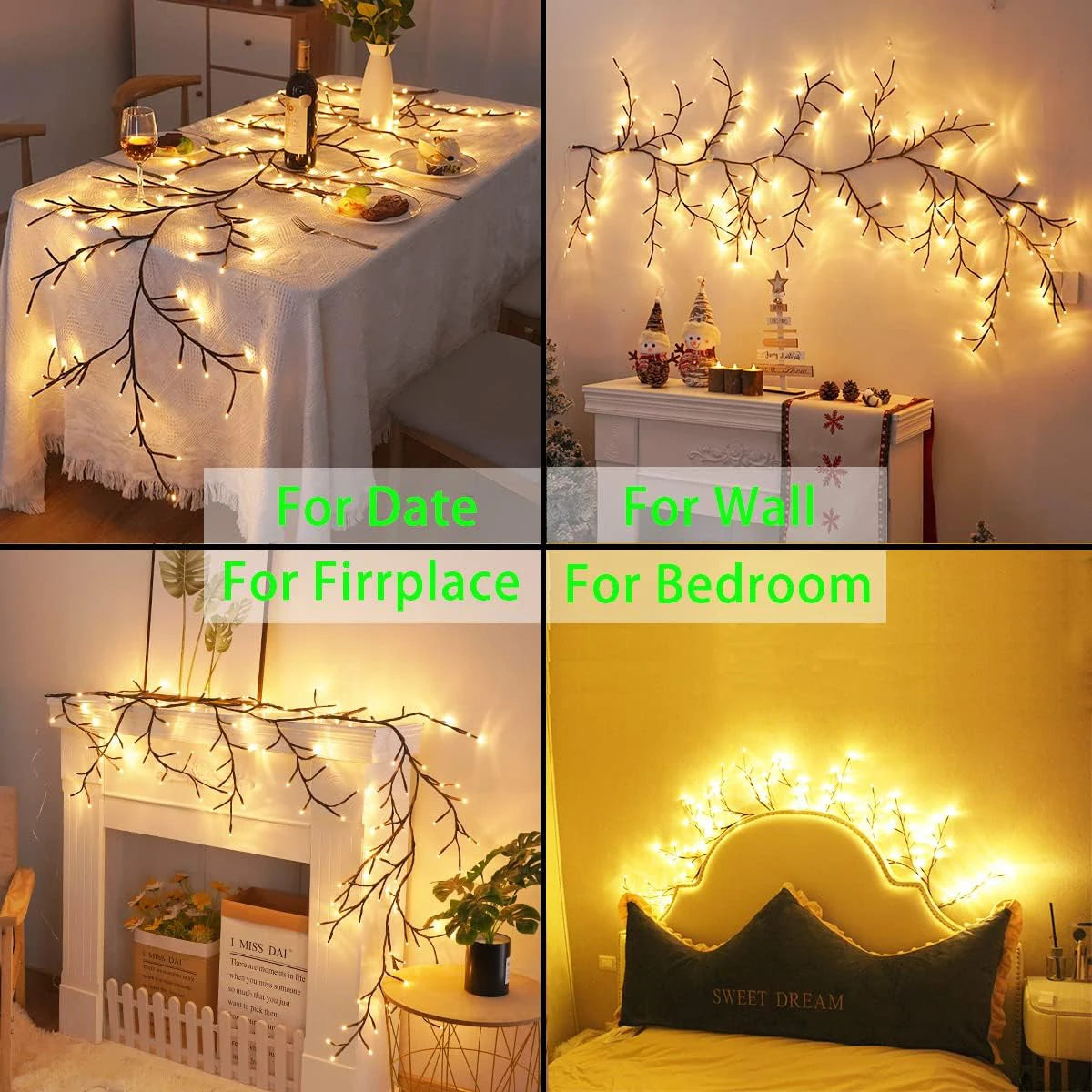 96LEDS Bendable Willow Vine Lights