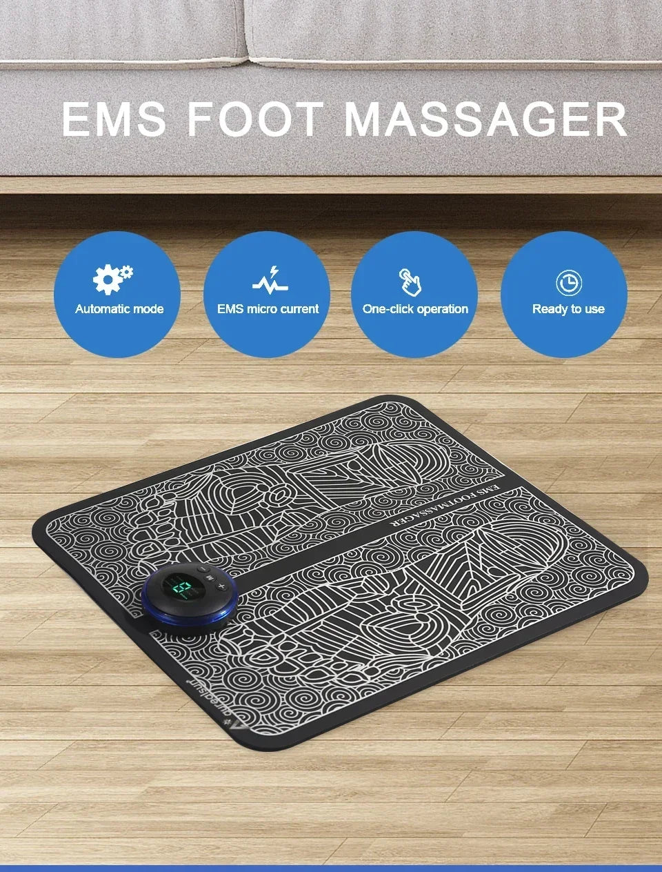 Electric EMS Foot Massager Pad Portable Foldable Massage Mat Muscle Stimulation Improve Blood Circulation Relief Pain Relax Feet