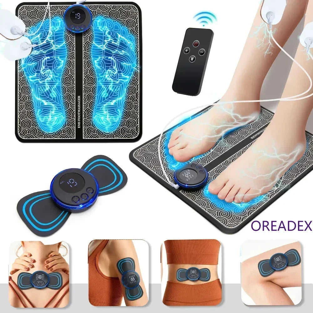 Electric EMS Foot Massager Pad Portable Foldable Massage Mat Muscle Stimulation Improve Blood Circulation Relief Pain Relax Feet