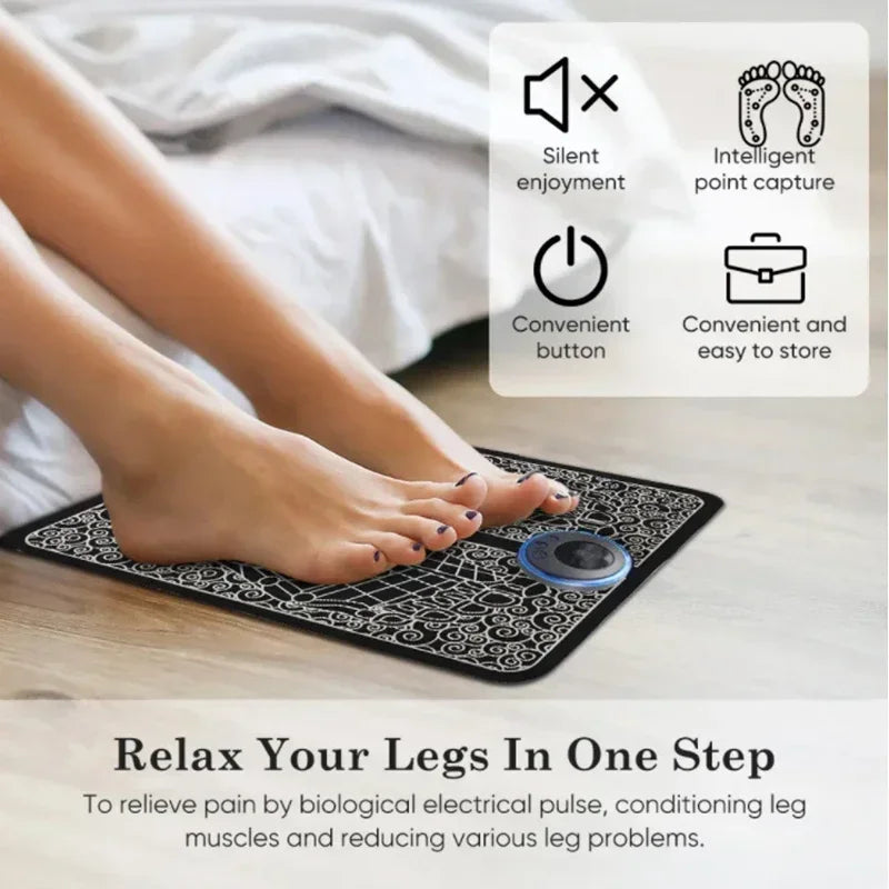 Electric EMS Foot Massager Pad Portable Foldable Massage Mat Muscle Stimulation Improve Blood Circulation Relief Pain Relax Feet