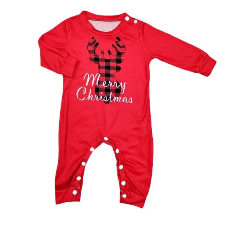 Merry Christmas Pajamas Set Fawn Plaid Print Mother Father Kids Matching Outfits Soft Cute 2pcs Suit Sleepwear Xmas Family Look